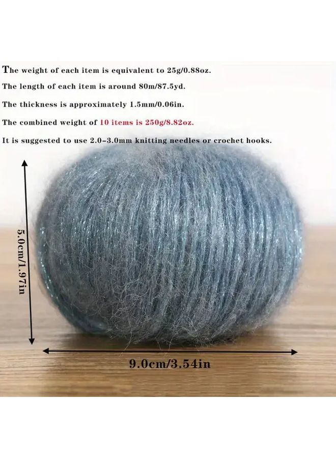 Mohair Wool Yarn 10pcs 250g Total Color 05 For Knitting Crochet Sweaters Scarves - Image 3